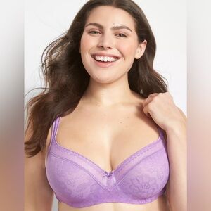 Cacique- Lane Bryant Modern Lace Lightly Lined Balconette Bra Purple 40 DDD/40 F